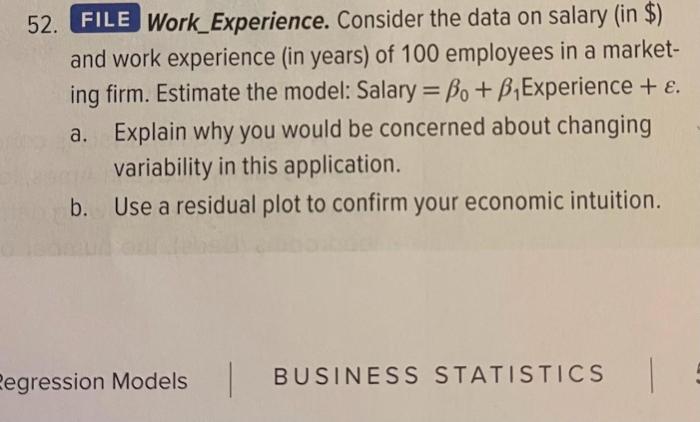 Solved 52. Work_Experience. Consider the data on salary (in | Chegg.com Pengaruh Pengalaman Kerja Terhadap Besaran Gaji